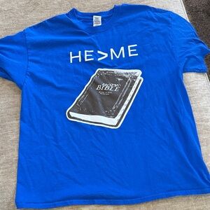 Gildan Blue Short Sleeve Tee with Bible Graphic